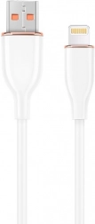 Cablu USB-A la 8 pini din silicon pentru încărcare și transfer de date, alb