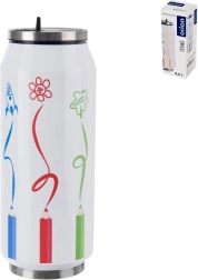 Termo cană în formă de doză, cu motiv de creioane colorate, 500 ml