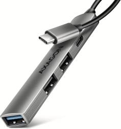 Axagon hue-stc hub usb-c din aluminiu cu 4 porturi (1× usb-a 5 gbps, 2× usb-a 2.0, 1× usb-c 2.0, cablu 12 cm)