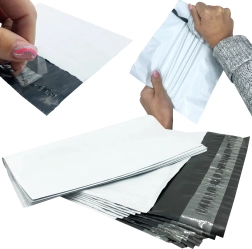 Plicuri curierat din plastic albe 450 × 550 mm, autoadezive, 50 buc