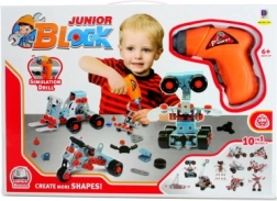 Set de construcție Junior Block cu bormașină – set 10-în-1 pentru copii 6+