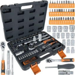 Set de scule BIGSTREN 72 piese în geantă – clichet 1/4" și 1/2" 72T, capete și biți