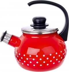 Ceainic emailat cu fluier roșu cu buline 1,75 l