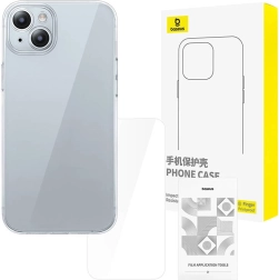 Carcasă transparentă pentru iPhone 15 cu sticlă călită de la Baseus