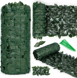 Gard viu artificial din iederă 500 × 50 cm, paravan verde închis pentru balcon și gard