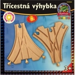 Macaz cu trei căi pentru trasee de trenulețe din lemn – 2 bucăți