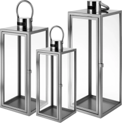 Set de felinare argintii din oțel inoxidabil și sticlă RUHHY 38/49/63 cm - 3 buc