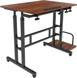 Masă mobilă reglabilă pe înălțime cu blat înclinabil 80 × 60 cm, capacitate 50 kg
