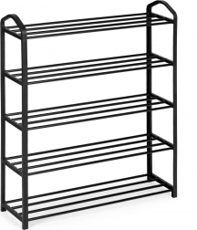 Raft de pantofi din metal pentru 5 rafturi, negru