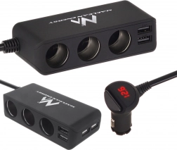 Adaptor auto Maclean cu voltmetru și USB MCE117