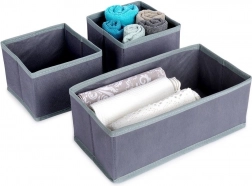 Organizatoare textile pentru sertar, set de 3, gri