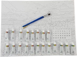 Pictură după numere – tucan 40 × 50 cm cu pânză întinsă și set de culori acrilice