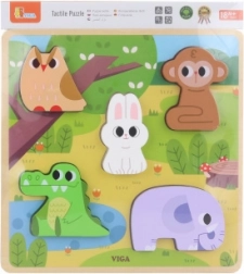 Puzzle tactile din lemn Animale din pădure VIGA
