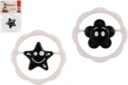 Zornăitoare și inel de dentiție din plastic, 12 cm, alb-negru, de la 0 luni