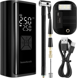Compresor electric fără fir pentru anvelope, cu powerbank și lanternă LED