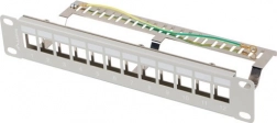 Patch panel 12 porturi 1U 10" FTP cu organizator pentru module keystone, gri