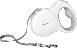 Lesă automată retractabilă pentru câini Petsuper 5 m albă