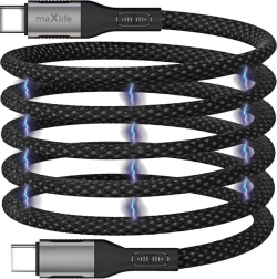 Cablu USB-C magnetic Maxlife 1m 100W, negru, nylon