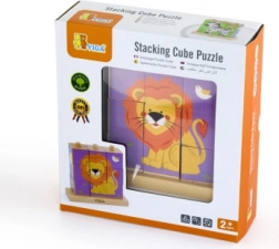 Viga cuburi glisante safari – cuburi din lemn pentru copii, 9 cuburi