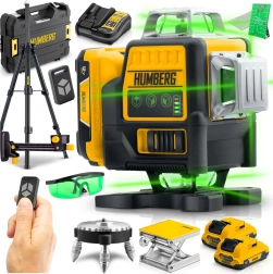 Laser în cruce HUMBERG HM-171 în valiză cu trepied, 4D 16 linii, fascicul verde