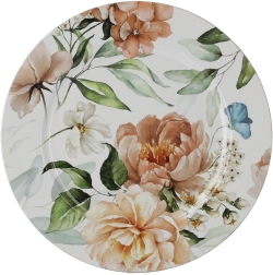 Suport de farfurie rotund cu decor floral 33 cm – alb (pachet 6 buc.)
