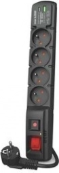 Prelungitor cu protecție la supratensiune Acar F4 cu USB A+C, 5 m, 4× 230 V, PD 3.0 și QC, negru