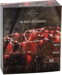 Șir luminos 40 LED, roșu, 2 m, pe baterii