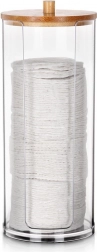 Dozator pentru discuri demachiante din acril cu capac din bambus 7 × 18 cm