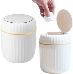 Mini coș de gunoi cu capac rabatabil alb