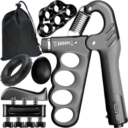 Set de întăritoare pentru mâini RENEW FORCE 6 în 1, cu rezistență reglabilă de 5–100 kg, contor și husă