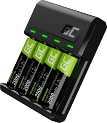 Încărcător GREEN CELL VitalCharger + 4x acumulatori AA 2000 mAh Ni-MH