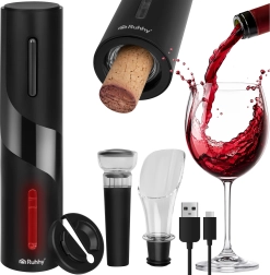 Deschizător electric de vin Ruhhy – automat, USB-C, set din 4 piese