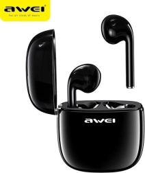 Căști Bluetooth negre cu stație de încărcare