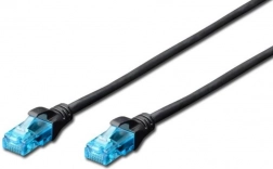 Cablu patch RJ45–RJ45 CAT5e U/UTP, 0,25 m, negru