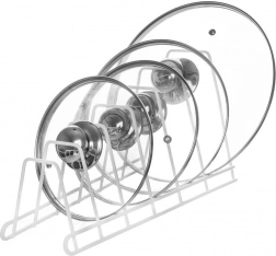 Suport metalic alb pentru capace, farfurii și tocătoare 34 × 17 × 18,5 cm