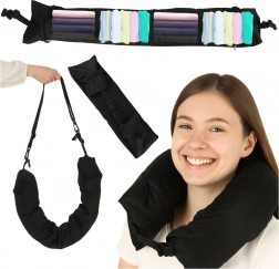 Pernă de călătorie cu spațiu de depozitare negru