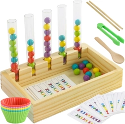Sortator educativ Montessori din lemn pentru numărat și culori Kruzzel