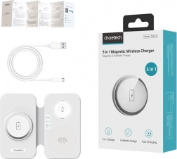 Încărcător inductiv CHOETECH 3 în 1 T616-F alb