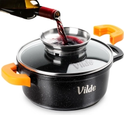 Oală din granit cu capac de sticlă TERRUNA AROMA 16 cm, 1,2 l