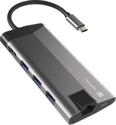 Hub USB‑C NATEC Fowler Plus 8 în 1, 3× USB 3.0, HDMI 4K, RJ‑45, SD/microSD, PD 100 W