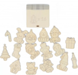 Magnete de Crăciun din lemn pentru camera copilului, 16 buc.