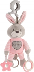 Jucărie din pluș cu vibrații și clips Baby Mix iepuraș roz 22 cm