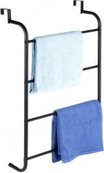 Suport metalic negru suspendat pentru prosoape peste ușă