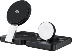 Încărcător wireless magnetic pliabil 3 în 1 CHOETECH Qi2 pentru iPhone, Apple Watch și AirPods