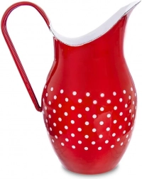Cană emailată roșie cu buline TECKA 2,5 l
