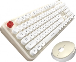 set wireless tastatură și mouse MOFII Sweet 2.4G alb‑bej