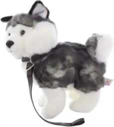 Husky de pluș cu lesă 25 cm