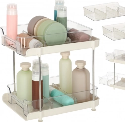 Organizator acrilic pe două niveluri cu rafturi glisante și despărțitoare