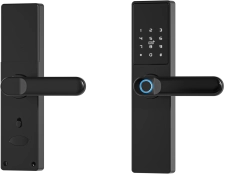 Mâner inteligent Tuya, încuietoare electronică cu amprentă, cod, Wi-Fi, RFID - negru