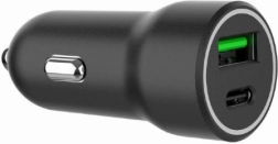 Încărcător auto negru USB-A/USB-C 20W PD